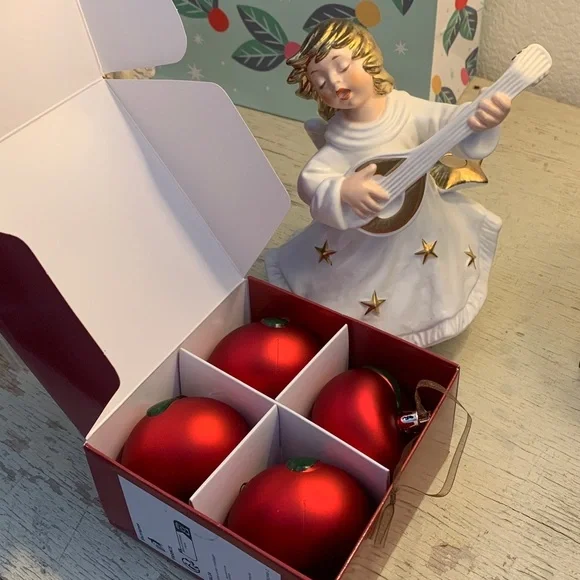 4 pc 🍎 IKEA Apple Christmas ornaments decorations holiday decor red fruit new - Picture 8 of 15